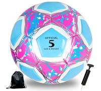 Astis Championsleague Ball, Regular 5 Tamaño, Balón de Fútbol para Niños y Juventud y Adultos Tamaño, Aficionados del Fútbol Artículo Amantes del Regalo de Cumpleaños Juego (Azul Rosa, N° 5)