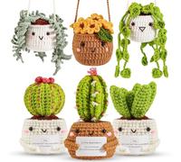 ASTNIC Kit de crochet para principiantes, 6 Piezas de Plantas Colgantes en Maceta y Suculentas con Tutoriales en Video Paso a Pas, Kit Completo Crochet DIY y Tejido a Mano Manualidades