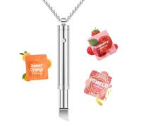 ASTOFLI Collar de respiración para dejar de fumar - Stop and Free from Anxiety, con agujero ajustable, colgante sin humo con sabor a fruta natural para hombre, con forma de lápiz labial plateado