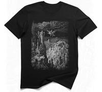 Astolfo Hippogriffe Fantasy Medieval Camiseta - Estilo Gustave Dorado Grabado Gótico Artístico, Negro, XXL