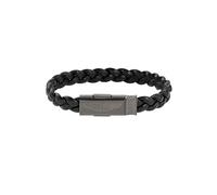 Aston Martin AML Thrill MJITS6BM1 - Pulsera de piel para hombre, acero inoxidable, color negro