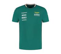 Aston Martin F1 2025 Camiseta del Equipo para Hombre | Impresión trasera '18' de Lance Stroll, Impresión de la firma de Lance Stroll en la parte delantera