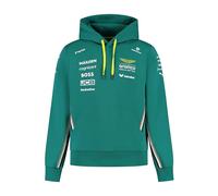 Aston Martin F1 2025 Sudadera con Capucha de Pilotos para Hombr | Logotipos de los socios del equipo Aston Martin F1, Logotipo del equipo Aston Martin F1 en el pecho y la espalda