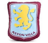 Aston Villa FC - Cojín de Felpa con Relleno de Escudo Oficial, 28 cm, Color Rojo y Azul, Regalo para fanáticos de Villans