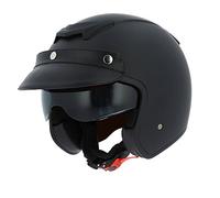 Astone Helmets - Casque jet Sportster 2 mono color - Casque jet néo rétro - Casque moto jet vintage - Casque jet casquette avec en cuir - Coque en polycarbonate -matt black S