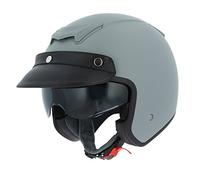 Astone Helmets - Casque jet Sportster 2 mono color- Casque jet néo rétro - Casque moto jet vintage - Casque jet casquette avec en cuir - Coque en polycarbonate - matt grey XS