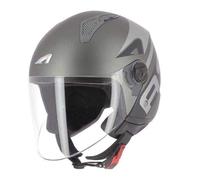 Astone Helmets MINIJET Graphic LINK - Casco jet urbano - Casco moto y scooter compacto - Carcasa de policarbonato - gris XL