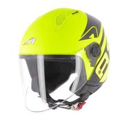 Astone Helmets MINIJET Graphic LINK - Casco jet urbano - Casco moto y scooter compacto - Carcasa de policarbonato - Neon Yellow XL