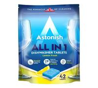 Astonish Todo en 1 tabletas de limpieza potente para lavavajillas con sal y ayuda de enjuague, paquete de 42 tabletas, limón fresco