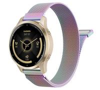 Astorgos 18mm Correa Metálica Compatible con Garmin Venu 4 41mm/3S/2S; Forerunner 265S/255S; Vivoactive 4S/Vivomove 3S, Correa de Repuesto Malla de Acero Inoxidable con Cierre Magnético, Arco Iris