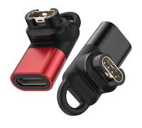 Astorgos 2Pack Adaptador de Cable Cargador USB C Garmin, 90° Conector de Cable Carga Tipo C para Fenix 8 7 6 5 E,Forerunner 970 570 965 265 165 55,Instinct 3 2 1,Vivoactive 6 5,Venu 4 3 2, Negro+Rojo