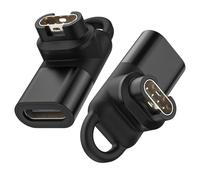 Astorgos 2Pack Adaptador de Cable Cargador USB C Garmin, 90° Conector de Cable Carga Tipo C para Fenix 8 7 6 5 E,Forerunner 970 570 965 265 165 55,Instinct 3 2 1,Vivoactive 6 5,Venu 4 3 2, Negro+Negro
