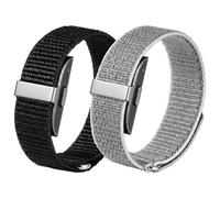 Astorgos 2Pack Correas de Nylon con Presillas Compatibles con Hume Health Band; Correa de Repuesto Suave Transpirable Ajustable para Hombre Mujer - Muñequera para Fitness Tracker, Negro + Concha