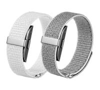 Astorgos 2Pack Correas de Nylon con Presillas Compatibles con Hume Health Band; Correa de Repuesto Suave Transpirable Ajustable para Hombre Mujer - Muñequera para Fitness Tracker, Concha + Blanco