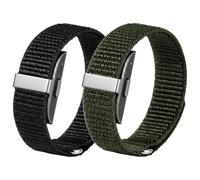 Astorgos 2Pack Correas de Nylon con Presillas Compatibles con Hume Health Band; Correa de Repuesto Suave Transpirable Ajustable para Hombre Mujer - Muñequera para Fitness Tracker, Negro+Verde Militar