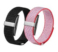 Astorgos 2Pack Correas de Nylon con Presillas Compatibles con Hume Health Band; Correa de Repuesto Suave Transpirable Ajustable para Hombre Mujer - Muñequera para Fitness Tracker, Negro+Rosa Brillante