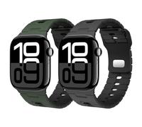 Astorgos 2Pack Correas Reloj Deportivo Compatible con Apple Watch Ultra 3/2/1 49mm,S11/S10 46mm,9/8/7 45mm,SE3/SE2/SE/6/5/4 44mm,3/2/1 42mm, Pulsera Silicona Suave Bicolor para Hombre Mujer, CbAgBk