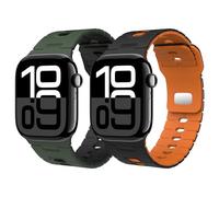 Astorgos 2Pack Correas Reloj Deportivo Compatible con Apple Watch Ultra 3/2/1 49mm,S11/S10 46mm,9/8/7 45mm,SE3/SE2/SE/6/5/4 44mm,3/2/1 42mm, Pulsera Silicona Suave Bicolor para Hombre Mujer, BkOAgBk