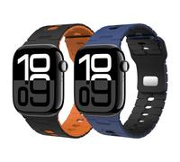 Astorgos 2Pack Correas Reloj Deportivo Compatible con Apple Watch Ultra 3/2/1 49mm,S11/S10 46mm,9/8/7 45mm,SE3/SE2/SE/6/5/4 44mm,3/2/1 42mm, Pulsera Silicona Suave Bicolor para Hombre Mujer, BkOMbk