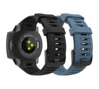 Astorgos 2Pack Sport Watch Band Compatible con Garmin Instinct Esports/Solar/Tactical/Tide Military Watch/Instinct 2 Sports GPS, Pulsera de Silicona Suave Reemplazo de la Correa, Negro/Azul Huracán
