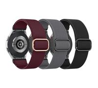 Astorgos 3 Piezas Correa Elástica de Nailon Compatible con Samsung Galaxy Watch 7 FE 6 5 4 40mm 44mm/Watch 6 Classic 43mm 47mm/Watch 5 Pro 45mm/4 Classic 42mm 46mm, Pulsera Deportiva de Tela, N+G+RV