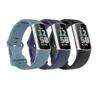 Astorgos 3 PZS Correa de Reloj Compatible con Fitbit Charge 6/Fitbit Charge 5 para Mujer Hombre, Pulsera de Silicona Suave de Repuesto, Negro/Azul Oscuro/Azul