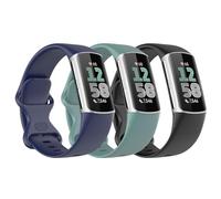 Astorgos 3 PZS Correa de Reloj Compatible con Fitbit Charge 6/Fitbit Charge 5 para Mujer Hombre, Pulsera de Silicona Suave de Repuesto, Negro/Azul Oscuro/Verde Pino