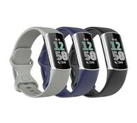 Astorgos 3 PZS Correa de Reloj Compatible con Fitbit Charge 6/Fitbit Charge 5 para Mujer Hombre, Pulsera de Silicona Suave de Repuesto, Negro/Azul Oscuro/Gris Roca