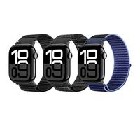 Astorgos 3Pack Correa deportiva de Nylon Compatible con Apple Watch Series 11/10 42mm, 9/8/7 41mm, SE3/SE2/SE/6/5/4 40mm, 3/2/1 38mm, Correa de Repuesto Banda Nylon Tejido Fino, Multicolor A