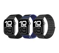 Astorgos 3Pack Correa Deportiva de Nylon Compatible con Apple Watch Ultra 2/Ultra 49mm, S10 46mm, 9/8/7 45mm,SE2/SE/6/5/4 44mm, 3/2/1 42mm, Correa de Repuesto Banda Nylon Tejido Fino, Multicolor A