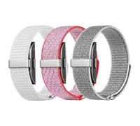 Astorgos 3Pack Correas de Nylon con Presillas Compatibles con Hume Health Band; Correa de Repuesto Suave Transpirable Ajustable para Hombre Mujer - Muñequera para Fitness Tracker, RosaBt+Conch Blanco