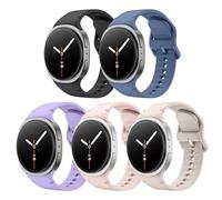 Astorgos 5 Pack Sport Band para Samsung Galaxy Watch 8 Band 40mm 44mm/Galaxy Watch 8 Classic 46mm, Correa de Repuesto de Silicona suave para Hombre Mujer, M/L, No+Ra+LuEt+Md+Azl