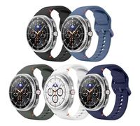 Astorgos 5 Pack Sport Band para Samsung Galaxy Watch 8 Band 40mm 44mm/Galaxy Watch 8 Classic 46mm, Correa de Repuesto de Silicona suave para Hombre Mujer, M/L, No+Blc+Azl+AzlMn+VdZt