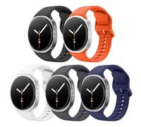 Astorgos 5 Pack Sport Band para Samsung Galaxy Watch 8 Band 40mm 44mm/Galaxy Watch 8 Classic 46mm, Correa de Repuesto de Silicona suave para Hombre Mujer, M/L, No+Blc+GriE+AlMn+Nj