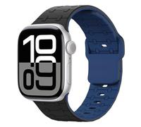 Astorgos Banda de Deporte Compatible con Apple Watch Ultra 2/Ultra 49mm,S10 46mm,9/8/7 45mm,SE/6/5/4 44mm,3/2/1 42mm, Banda de Silicona Ajustable Correa de Repuesto Transpirable, Negro/Azul