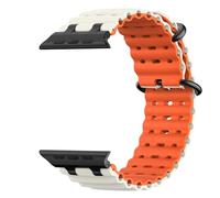 Astorgos Bicolor Correas Compatible con Apple Watch Ultra 3/2/1 49mm, S11/S10 46mm, 9/8/7 45mm, SE3/SE2/SE/6/5/4 44mm, 3/2/1 42mm, Conector Metálico Correa Deportiva Transpirable Larga, N+NranjaE