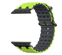 Astorgos Bicolor Correas Compatible con Apple Watch Ultra 3/2/1 49mm, S11/S10 46mm, 9/8/7 45mm, SE3/SE2/SE/6/5/4 44mm, 3/2/1 42mm, Conector Metálico Correa Deportiva Transpirable Larga,Nr/Lime Gris