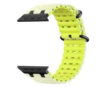 Astorgos Bicolor Correas Compatible con Apple Watch Ultra 3/2/1 49mm, S11/S10 46mm, 9/8/7 45mm, SE3/SE2/SE/6/5/4 44mm, 3/2/1 42mm, Conector Metálico Correa Deportiva Transpirable Larga, N+VerdeLT