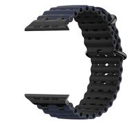 Astorgos Bicolor Correas Compatible con Apple Watch Ultra 3/2/1 49mm, S11/S10 46mm, 9/8/7 45mm, SE3/SE2/SE/6/5/4 44mm, 3/2/1 42mm, Conector Metálico Correa Deportiva Transpirable Larga,Nr/AzulM&Ngr