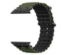 Astorgos Bicolor Correas Compatible con Apple Watch Ultra 3/2/1 49mm, S11/S10 46mm, 9/8/7 45mm, SE3/SE2/SE/6/5/4 44mm, 3/2/1 42mm, Conector Metálico Correa Deportiva Transpirable Larga, Nr+VerdeN