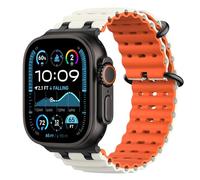 Astorgos Bicolor Correas para Apple Watch Ultra 3/2/1 49mm, S11/S10 46mm, 9/8/7 45mm, SE3/SE2/SE/6/5/4 44mm, 3/2/1 42mm, Conector Metálico Correa Deportiva Transpirable Larga para Hombres, N+NranjaE