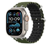 Astorgos Bicolor Correas para Apple Watch Ultra 3/2/1 49mm, S11/S10 46mm, 9/8/7 45mm, SE3/SE2/SE/6/5/4 44mm, 3/2/1 42mm, Conector Metálico Correa Deportiva Transpirable Larga para Hombres, Plt+Verde