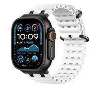 Astorgos Bicolor Correas para Apple Watch Ultra 3/2/1 49mm, S11/S10 46mm, 9/8/7 45mm, SE3/SE2/SE/6/5/4 44mm, 3/2/1 42mm, Conector Metálico Correa Deportiva Transpirable Larga para Hombres, N+BlancoT