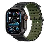 Astorgos Bicolor Correas para Apple Watch Ultra 3/2/1 49mm, S11/S10 46mm, 9/8/7 45mm, SE3/SE2/SE/6/5/4 44mm, 3/2/1 42mm, Conector Metálico Correa Deportiva Transpirable Larga para Hombres, Nr+Verde