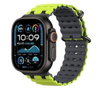 Astorgos Bicolor Correas para Apple Watch Ultra 3/2/1 49mm, S11/S10 46mm, 9/8/7 45mm, SE3/SE2/SE/6/5/4 44mm, 3/2/1 42mm, Conector Metálico Correa Deportiva Transpirable Larga para Hombres,Nr/Lime Gris