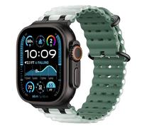 Astorgos Bicolor Correas para Apple Watch Ultra 3/2/1 49mm, S11/S10 46mm, 9/8/7 45mm, SE3/SE2/SE/6/5/4 44mm, 3/2/1 42mm, Conector Metálico Correa Deportiva Transpirable Larga para Hombres, Nr+VerdeT