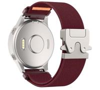 Astorgos Correa de Nylon Elástica 18mm Compatible con Garmin Venu 3S/4 41mm/2S/Forerunner 265S/255S/Vivoactive 4S/Vivomove 3S, Correa con Hebilla de Paracaídas para Hombres y Mujeres,Plata/Rojo Oscuro