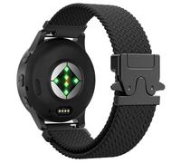 Astorgos Correa de Nylon Trenzado Compatible con Garmin vivoactive 6/5/3, Forerunner 55/245/645/570 42mm, Garmin Venu, 20mm Elástico Liberación Rápida Sport Correa con Hebilla de Paracaídas, Ngr/Negro