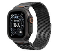 Astorgos Correa de Reloj Metálica Compatible con Apple Watch Ultra 3/2/1 49mm, S11/S10 46mm, 9/8/7 45mm, SE3/SE2/SE/6/5/4 44mm, 3/2/1 42mm, Correa de Reloj Acero Inoxidable Malla Hombre Mujer, Negro