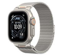Astorgos Correa de Reloj Metálica Compatible con Apple Watch Ultra 3/2/1 49mm, S11/S10 46mm, 9/8/7 45mm, SE3/SE2/SE/6/5/4 44mm, 3/2/1 42mm, Correa de Reloj Acero Inoxidable Malla Hombre Mujer, Titanio